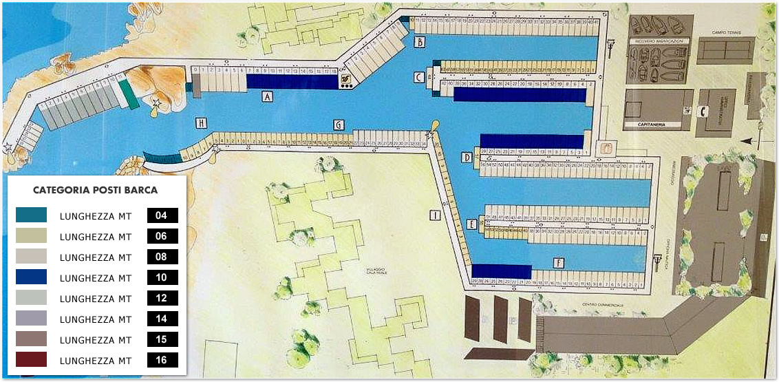 Cartina Posti Barca Porto Marana